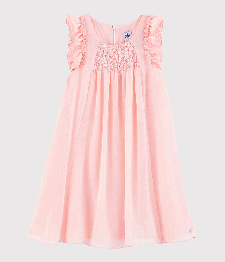 Robe c&eacute;r&eacute;monie en cr&ecirc;pe enfant fille rose MINOIS