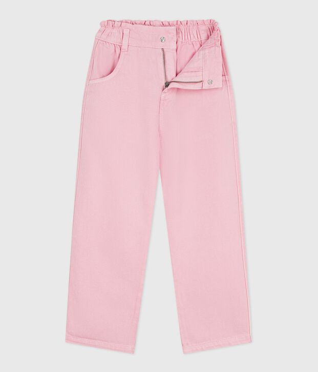 Pantalon enfant en coton rose clair