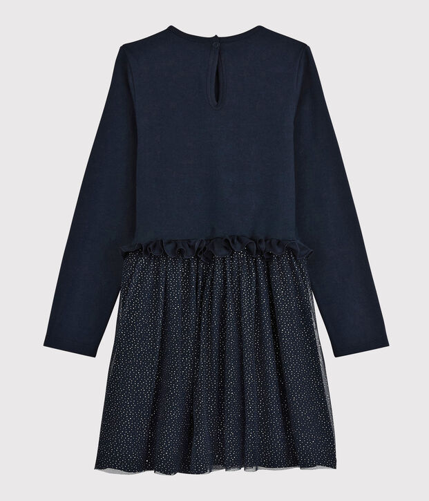 Robe manches longues enfant fille bleu marine