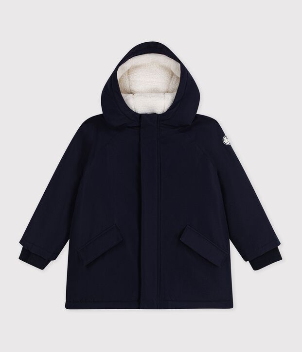 Parka enfant mi-longue unie bleu marine