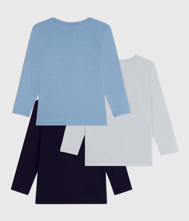 Lot de tee-shirts enfant en coton manches longues uni multicouleur