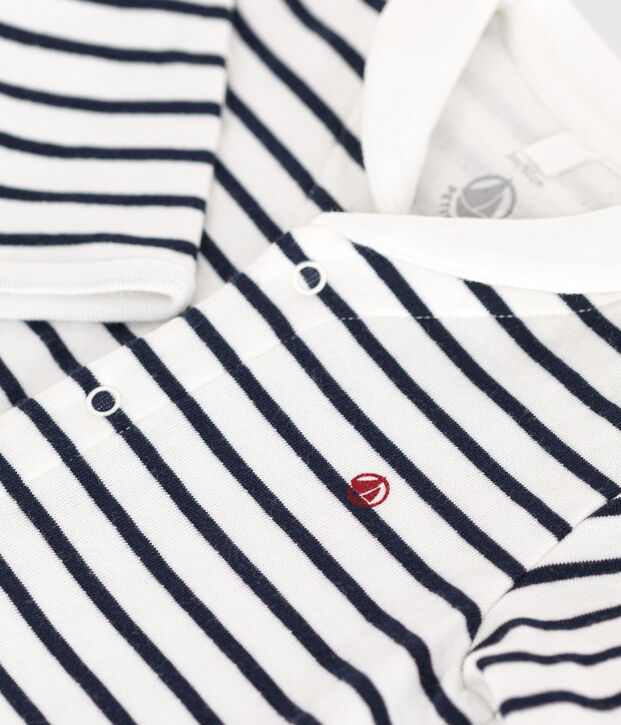 Pyjama en tubique b&eacute;b&eacute; blanc/bleu