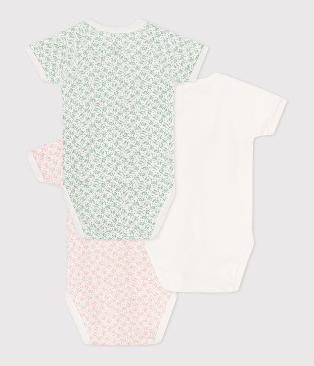 Lot de 3 bodies crois&eacute;s manches courtes en coton imprim&eacute; b&eacute;b&eacute; multicouleur