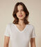 Tee-shirt l'Iconique manches courtes en côte unie femme blanc ECUME
