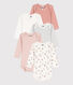 Lot de 5 bodies manches longues fleur bébé en coton