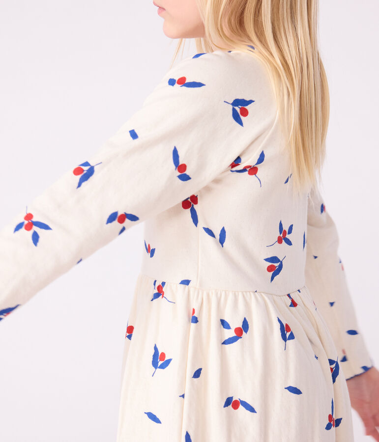 Robe enfant manches longues en coton MILK/ MULTICO