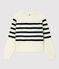 Pull mohair et coton enfant fille blanc MARSHMALLOW/bleu SMOKING