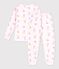 Pyjama enfant en molleton imprim&eacute; skieurs rose/multicouleur