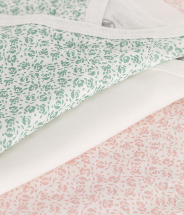 Lot de 3 bodies crois&eacute;s manches courtes en coton imprim&eacute; b&eacute;b&eacute; multicouleur