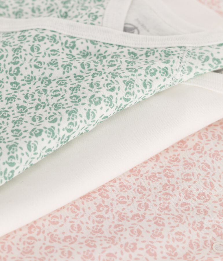 Lot de 3 bodies crois&eacute;s manches courtes en coton imprim&eacute; b&eacute;b&eacute; variante 2