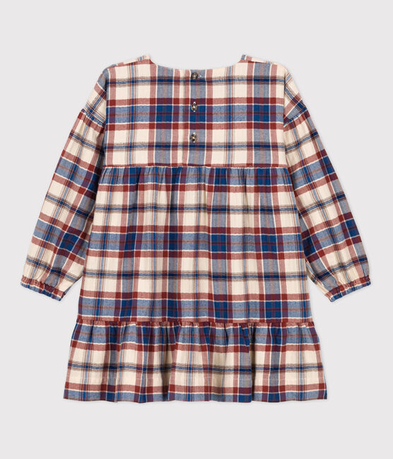 Robe à carreaux manches longues en flanelle enfant fille blanc AVALANCHE/ MULTICO