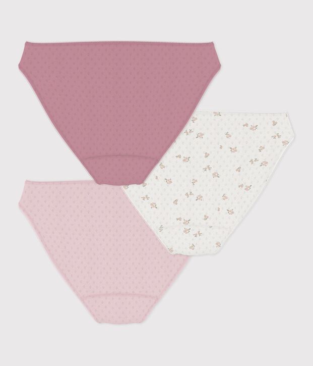 Lot de culottes femme en coton ajour&eacute; &agrave; fleurs multicouleur