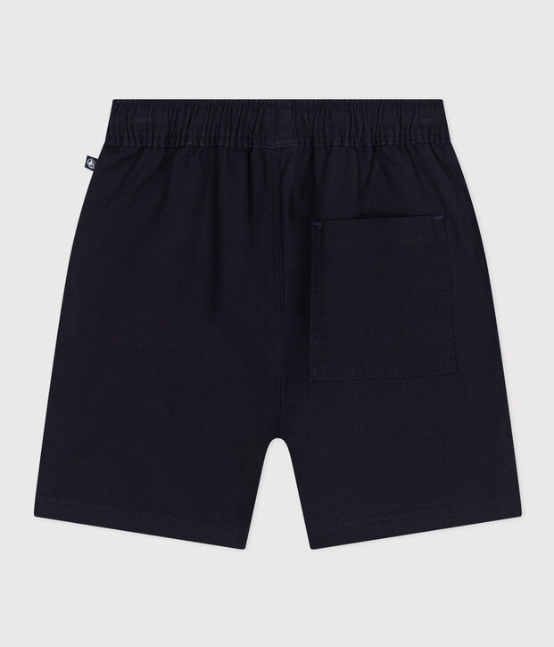 Short en twill de coton et lin enfant bleu marine