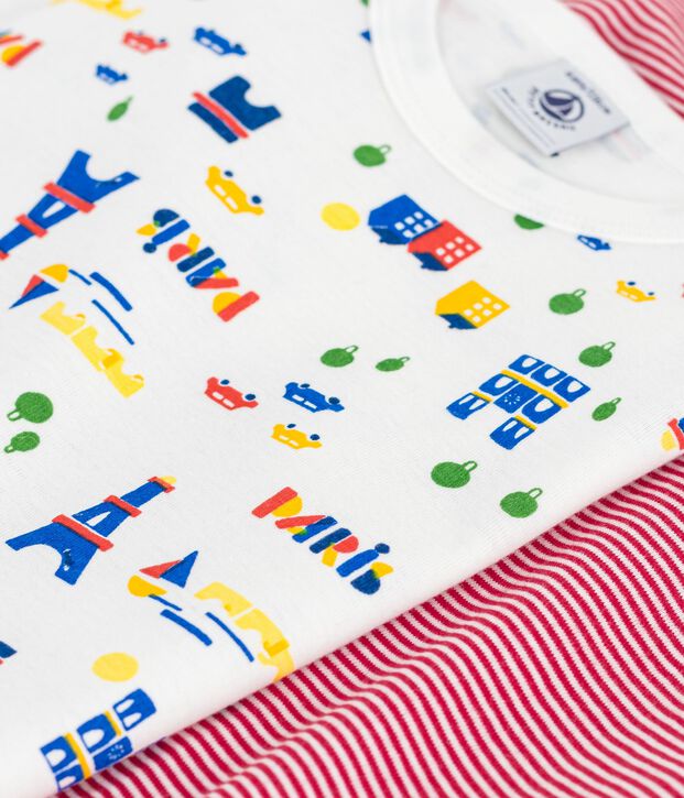 Lot de tee-shirts enfant en coton manches longues imprim&eacute; Paris multicouleur