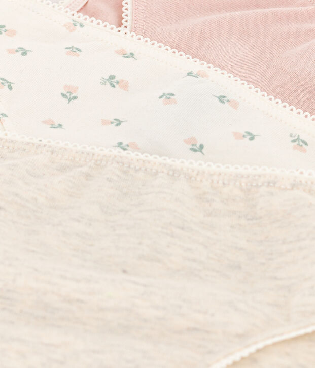 Lot de 3 culottes fleurs en coton et &eacute;lasthanne petite fille multicouleur