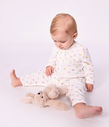 Pyjama bébé en velours sans pieds imprimé cœurs