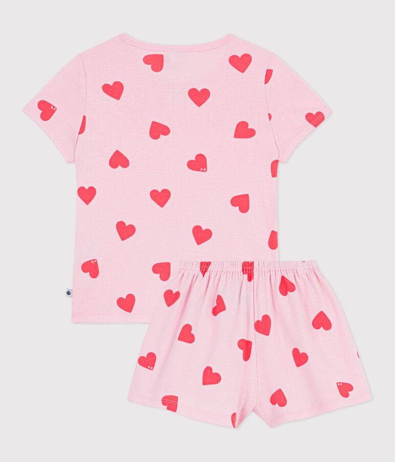 Pyjama short enfant en coton imprim&eacute; c&oelig;urs MARQUISE/ PEACHY