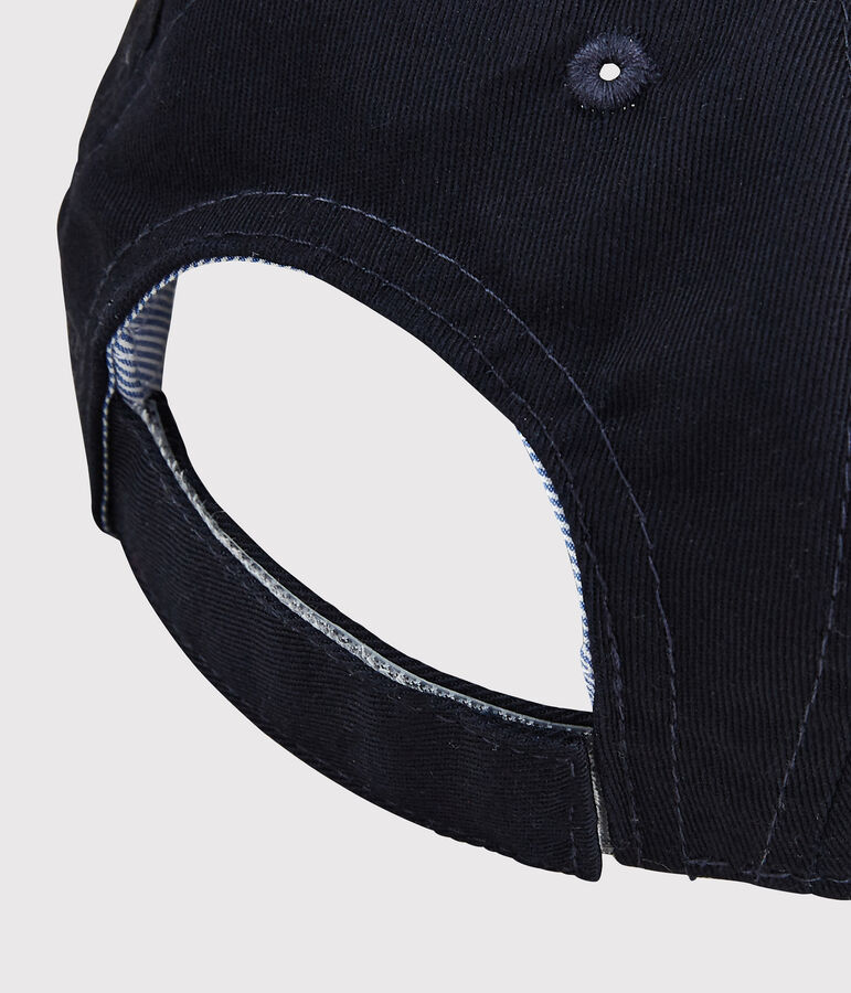 Casquette avec badge en bouclette b&eacute;b&eacute; gar&ccedil;on bleu SMOKING/blanc MARSHMALLOW