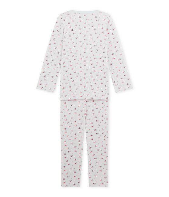 Pyjama fille imprimé petites fleurs bleu BOCAL/blanc MULTICO