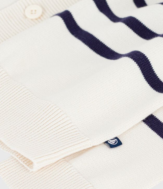 Cardigan enfant en coton ray&eacute; bleu/bleu