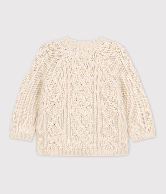 Pull bébé en tricot de coton à torsades écru AVALANCHE