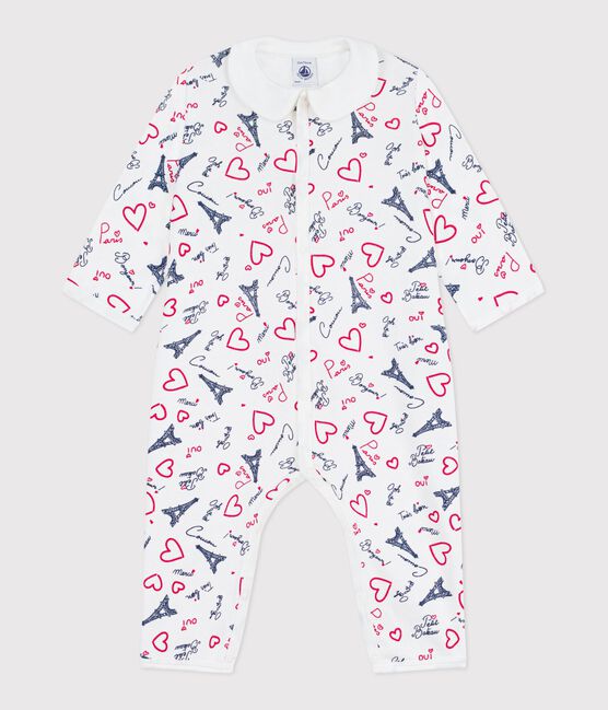 Pyjama bébé en coton sans pieds imprimé Paris blanc MARSHMALLOW/blanc MULTICO
