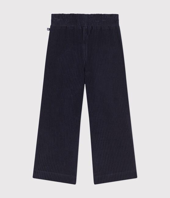Pantalon large en velours fin enfant fille bleu SMOKING