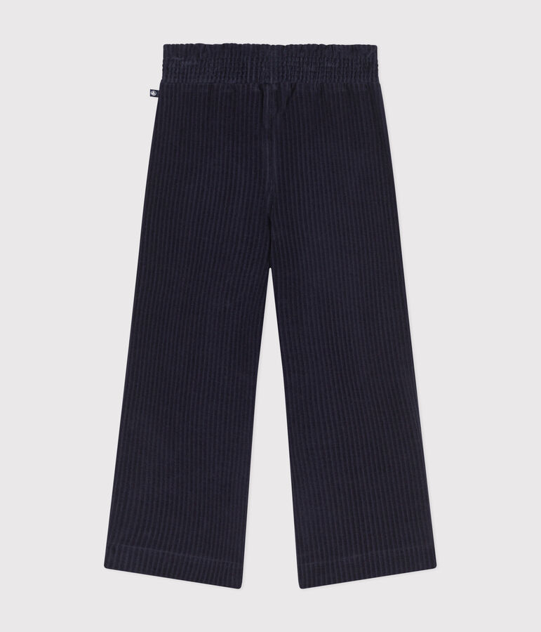 Pantalon large en velours fin enfant fille bleu SMOKING