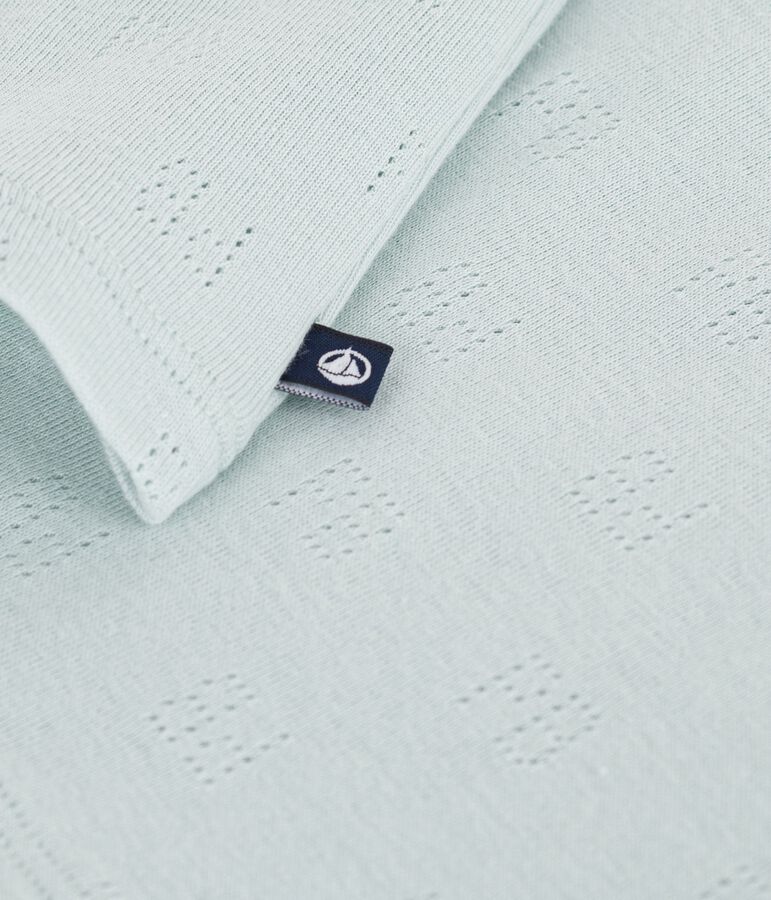 Polo b&eacute;b&eacute; en coton ajour&eacute; &agrave; manches courtes &agrave; motifs bleu
