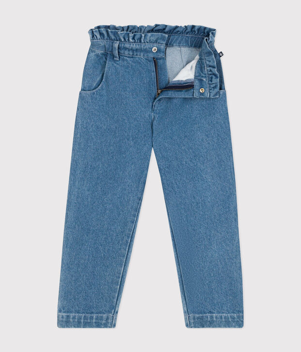 Pantalon droit en denim enfant fille bleu