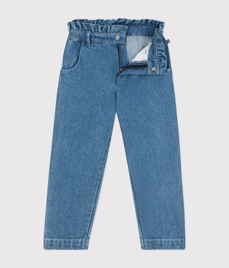 Pantalon droit en denim enfant fille bleu