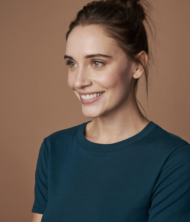 T-shirt col rond iconique en coton Femme vert