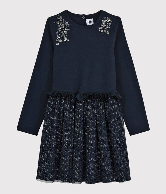 Robe manches longues enfant fille bleu SMOKING