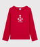 Tee-shirt manches longues en coton enfant fille rouge TERKUIT