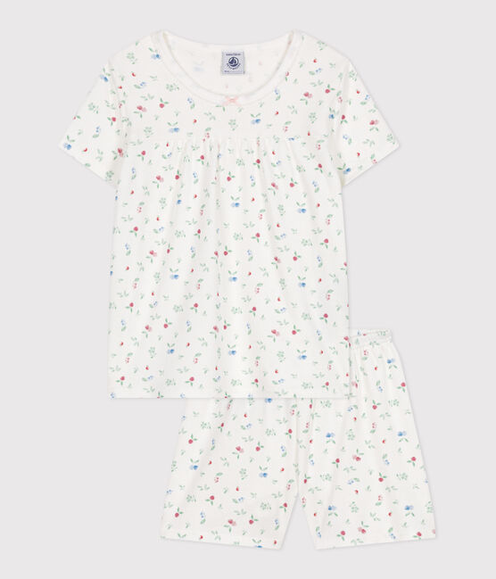Pyjama short enfant en coton fruits blanc MARSHMALLOW/blanc MULTICO
