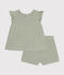 Ensemble blouse et short en gaze de coton bébé vert HERBIER