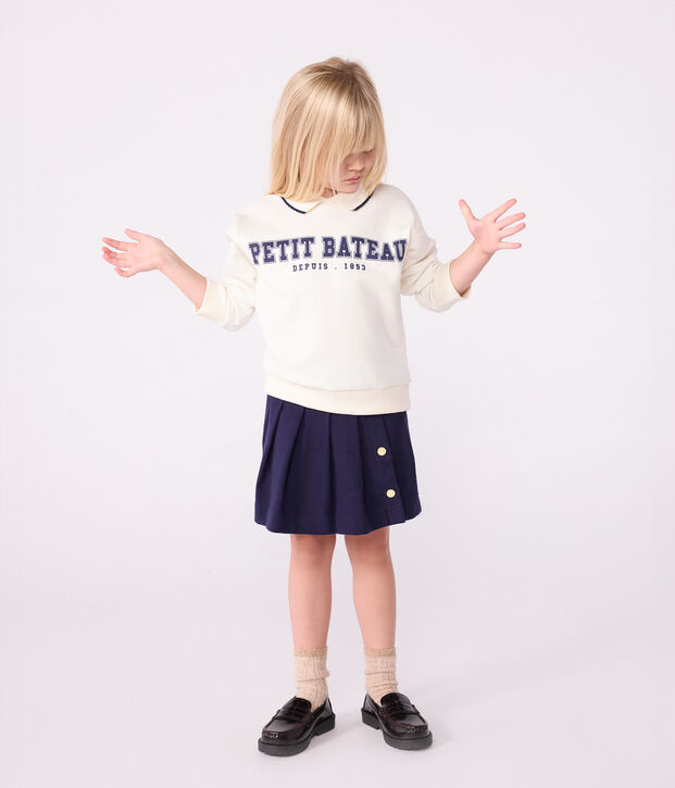 Sweatshirt enfant en coton imprim&eacute; blanc cass&eacute;
