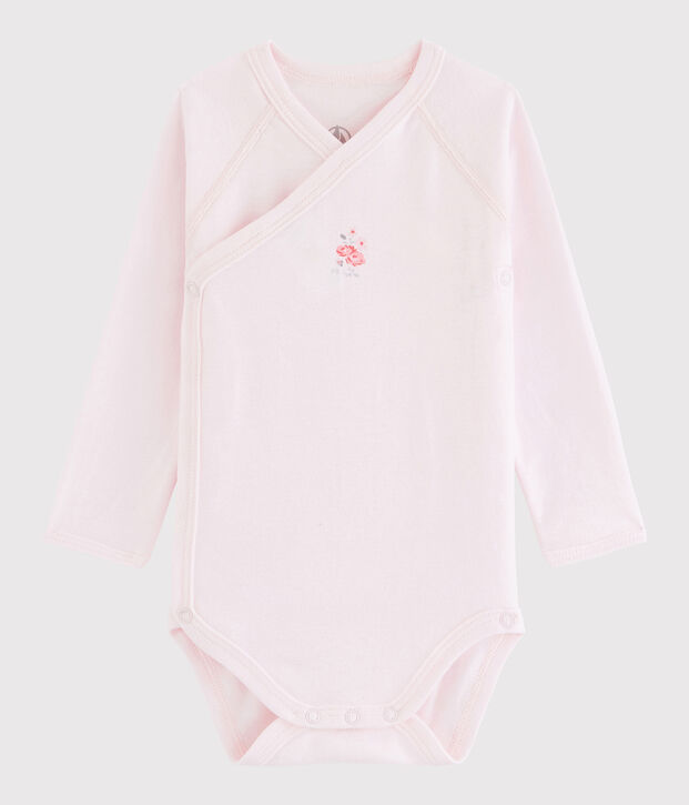 Body crois&eacute; manches longues b&eacute;b&eacute; fille rose
