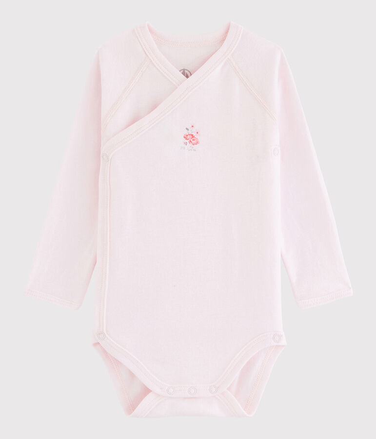 Body crois&eacute; manches longues b&eacute;b&eacute; fille rose VIENNE