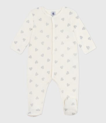Pyjama bébé en coton imprimé cœurs argentés