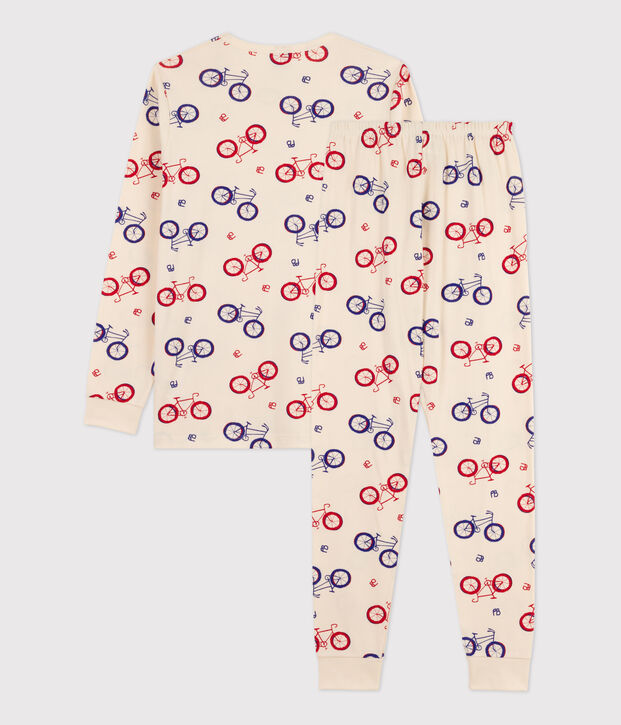 Pyjama v&eacute;lo gar&ccedil;on en coton &eacute;cru/multicouleur