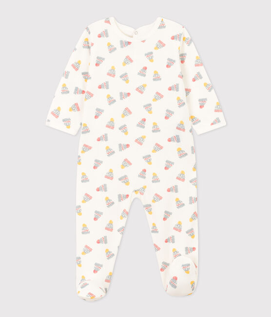 Pyjama bébé bonnets en molleton blanc MARSHMALLOW/blanc MULTICO