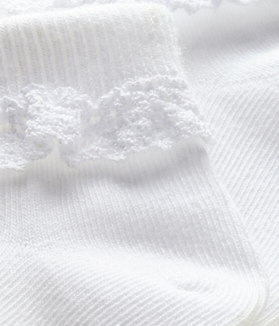 Chaussettes fille à dentelle blanc ECUME