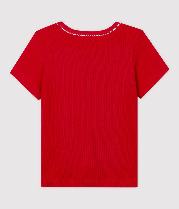 Tee-shirt manches courtes en coton enfant fille rouge