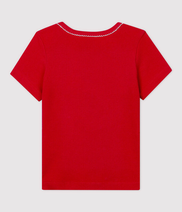 Tee-shirt manches courtes en coton enfant fille rouge