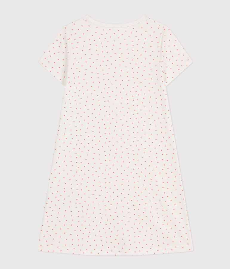 Chemise de nuit en coton motif petit c&oelig;ur enfant blanc MARSHMALLOW/ PAPAYE