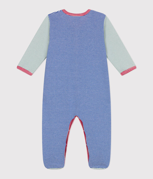 Pyjama en coton ray&eacute; b&eacute;b&eacute; bleu/blanc
