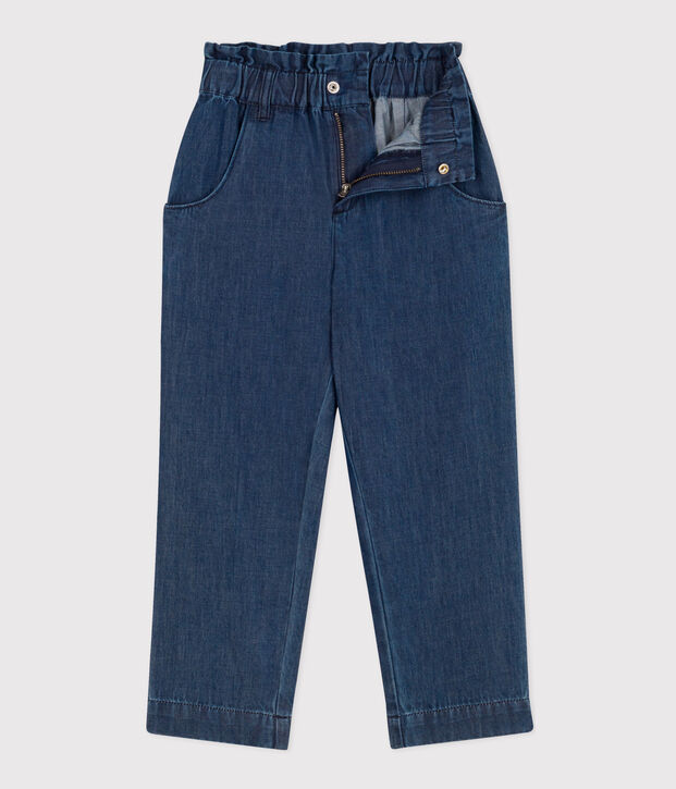 Pantalon droit en denim l&eacute;ger enfant fille bleu