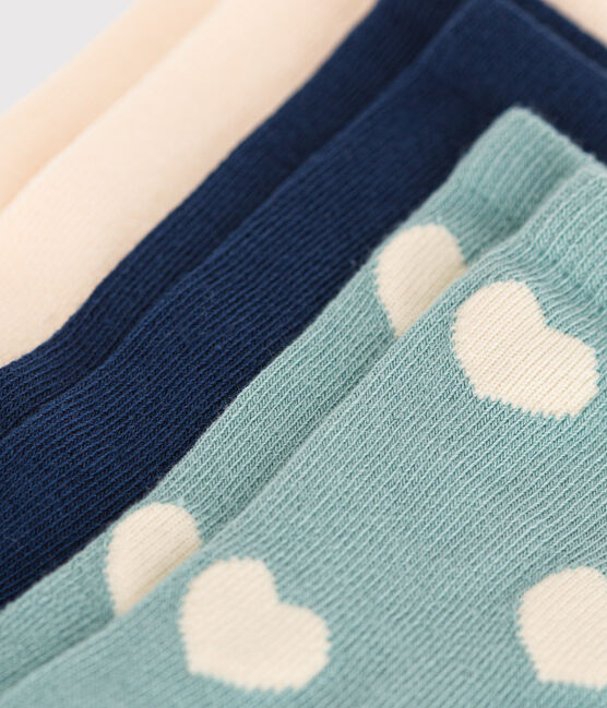 3 paires de chaussettes en coton cœurs enfant variante 2