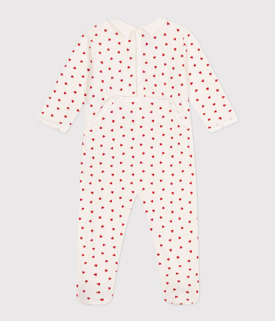 Pyjama bébé coeurs en velours blanc MARSHMALLOW/rouge TERKUIT